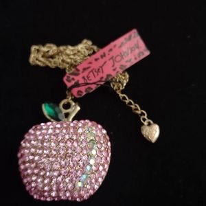 Betsey Johnson pink apple pendant necklace